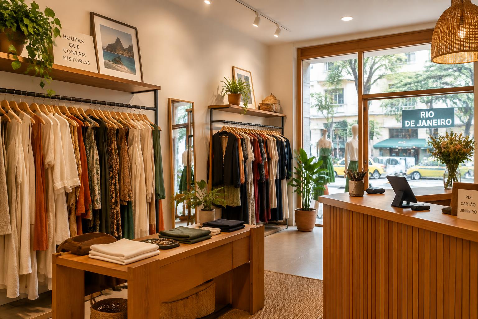Loja de roupas usando o Easy Style no balcão